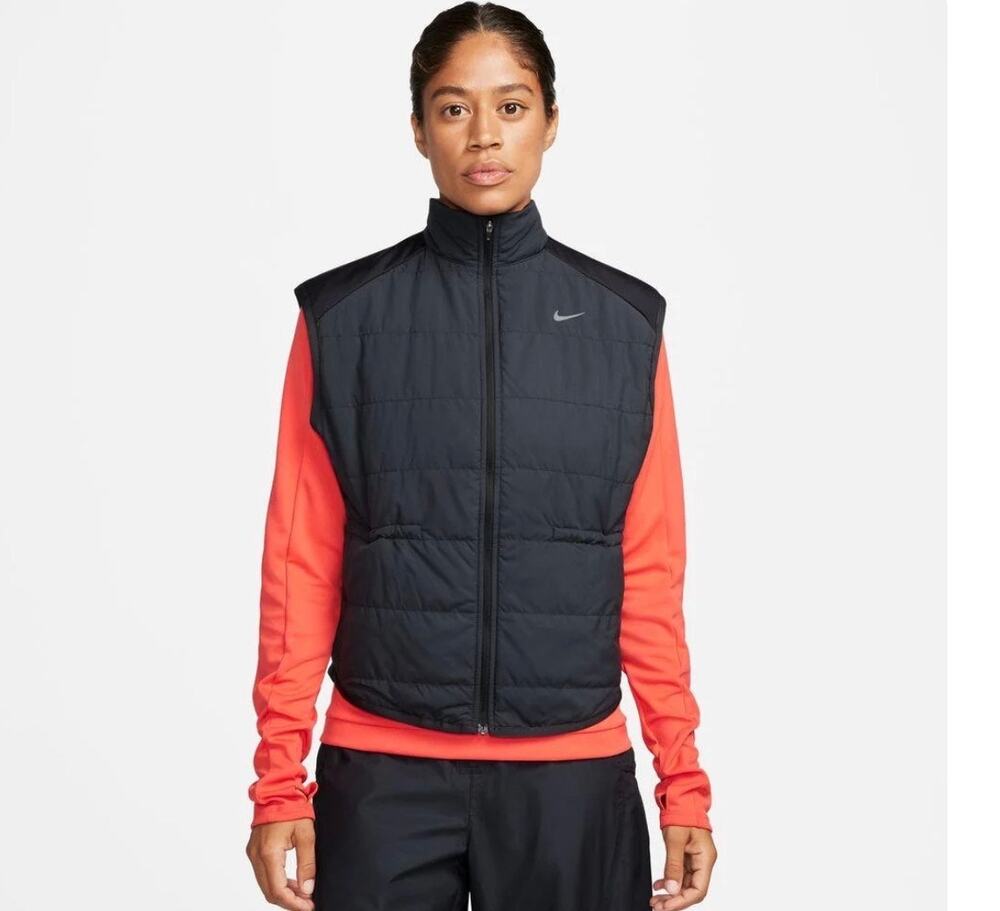 Nike Women’s Therma-Fit Swift Running Vest Black Size medium Cinch Waist